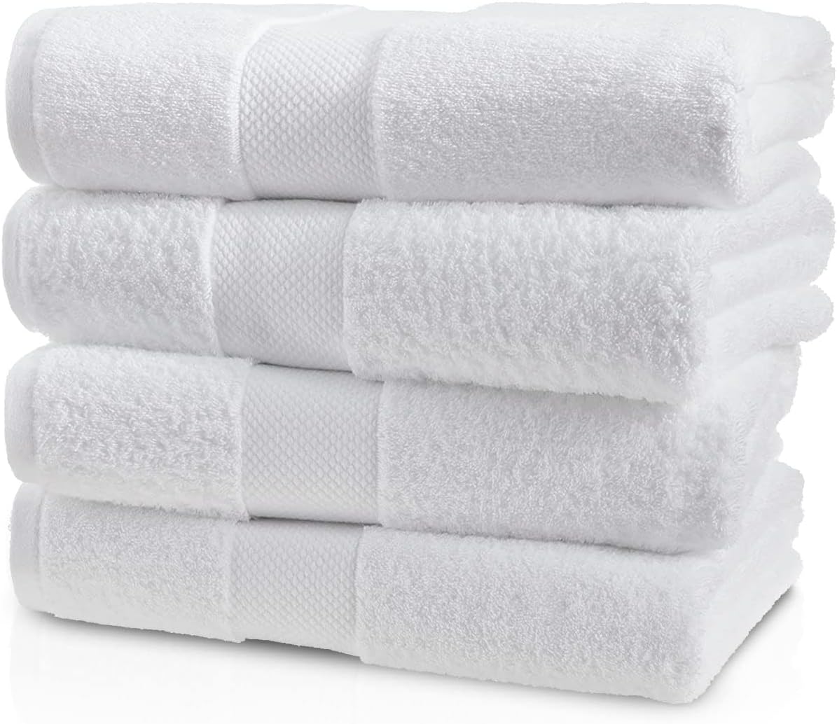 White Bath Towels Set of 4-100% Cotton Luxury Bath Towel - Bathroom Towel Set- Ultra Soft and Absorbent Eco Friendly -Hotel Quality Bath Sheets 27x54