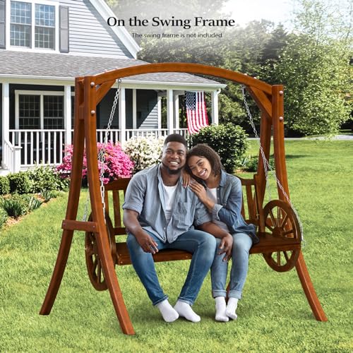 Vingli Upgraded 5Ft Wagon Wooden Wheel Porch Swing Outdoor thumb #5