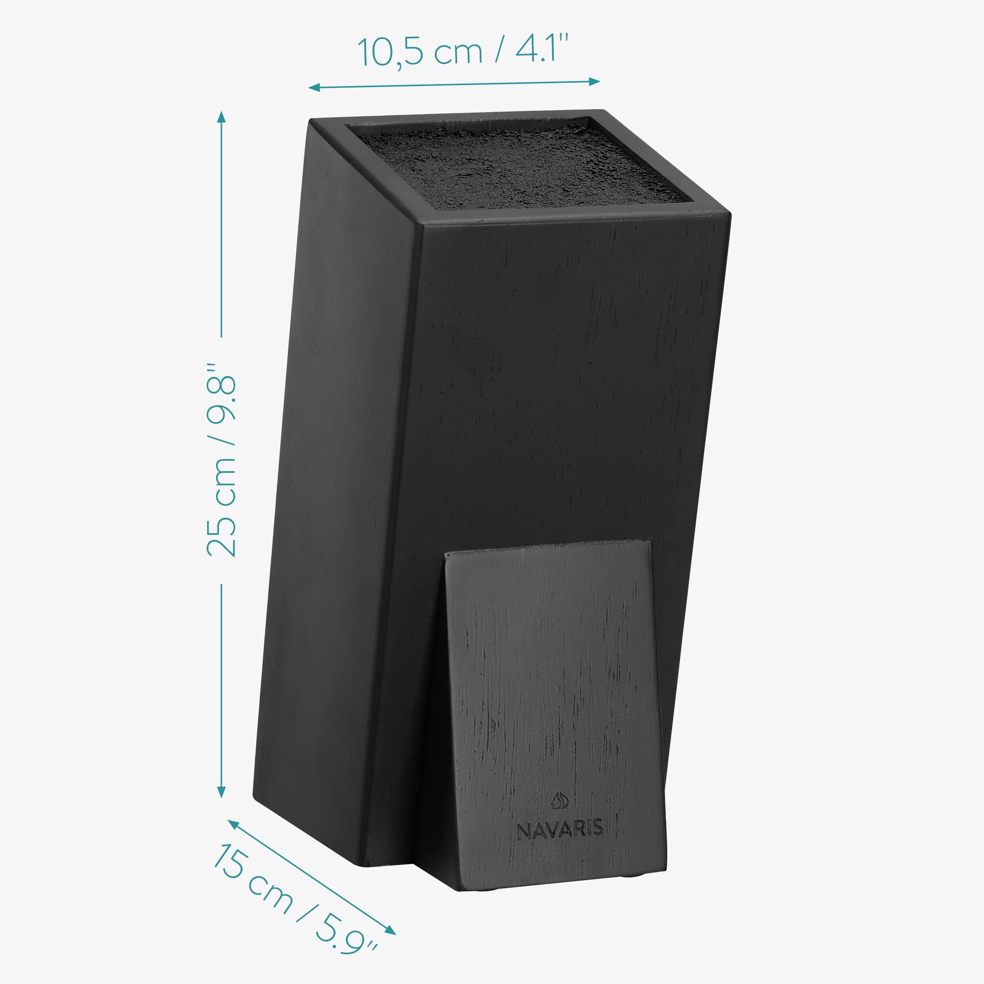 Navaris Porte-Couteaux Bois - Bloc de Rangement à Couteau Universel en Acacia 25 x 15 x 10,5 cm - Bloc Couteau de Cuisine Vide avec Tiges Plastique
