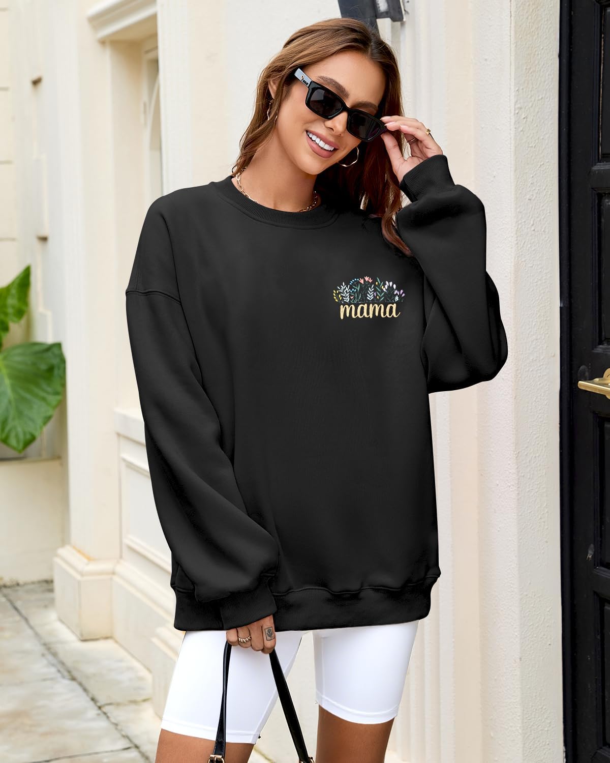 HEYTALALA Mama Sweatshirt for Women Oversized Crewneck Pullover Hoodies Graphic Tops Long Sleeve Mom Shirts - Image 2