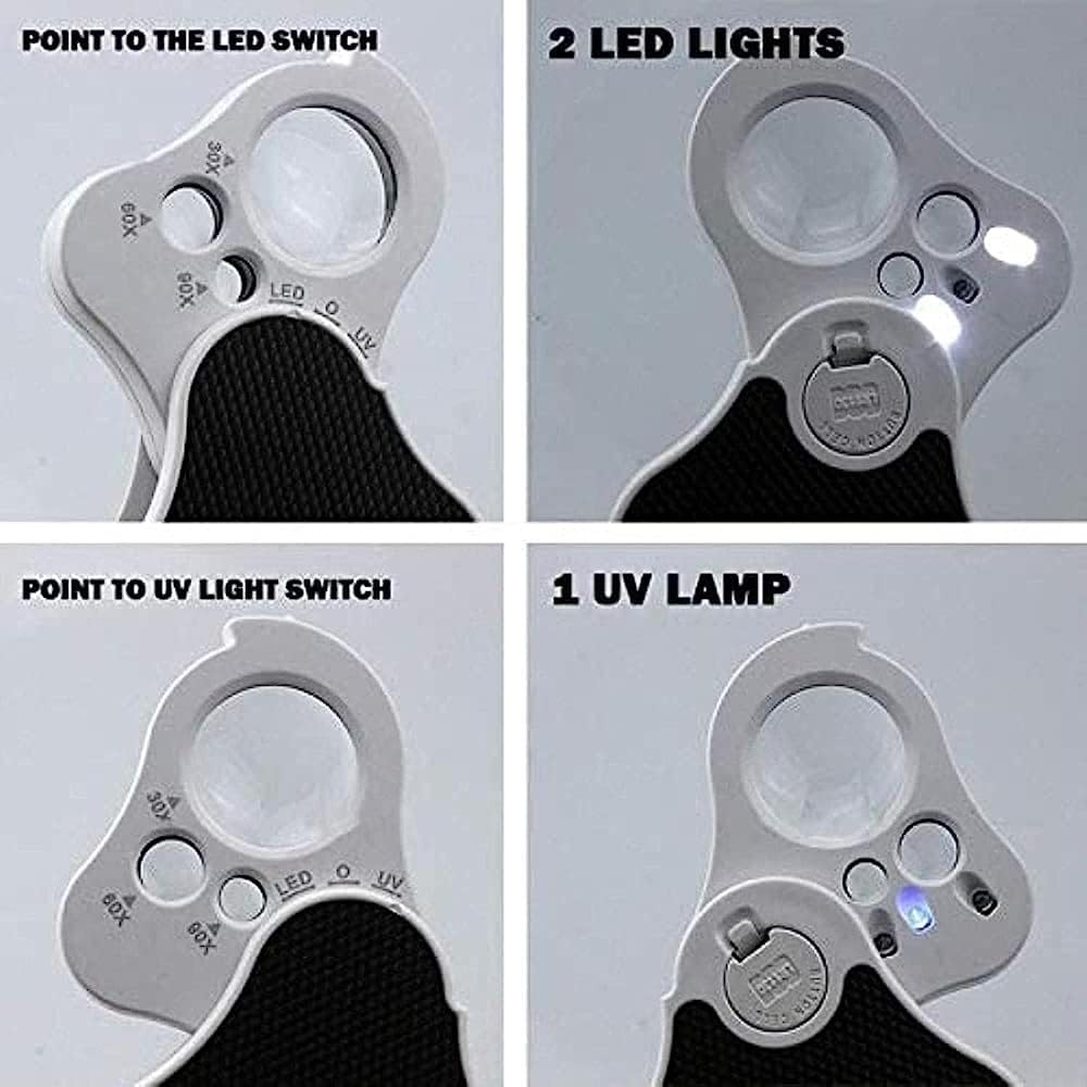 30X 60X 90X Foldable Jewellers Jewel Jewelry Magnifier Pocket Loupes Viewer Children Reading Magnifying Glass