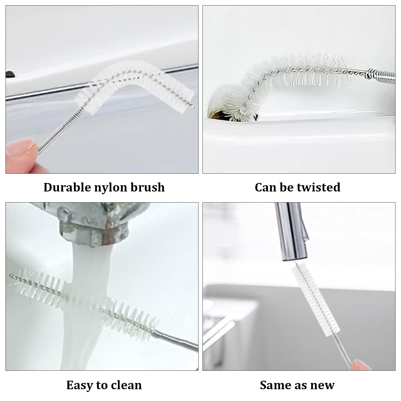 Cepillo De Limpieza Flexible 100 Cm con Nylon para Botellas, Vasos y Tubos - 2 Piezas