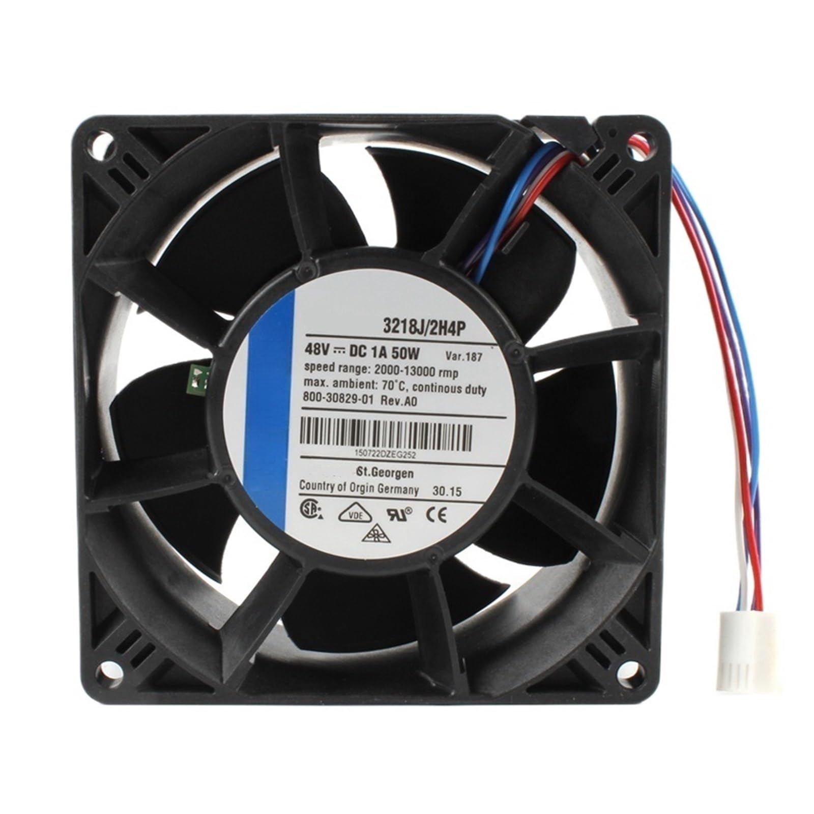 Ventilateur 48V CC EBM 3218J-39H3P silencieux contre les pannes de serveur
