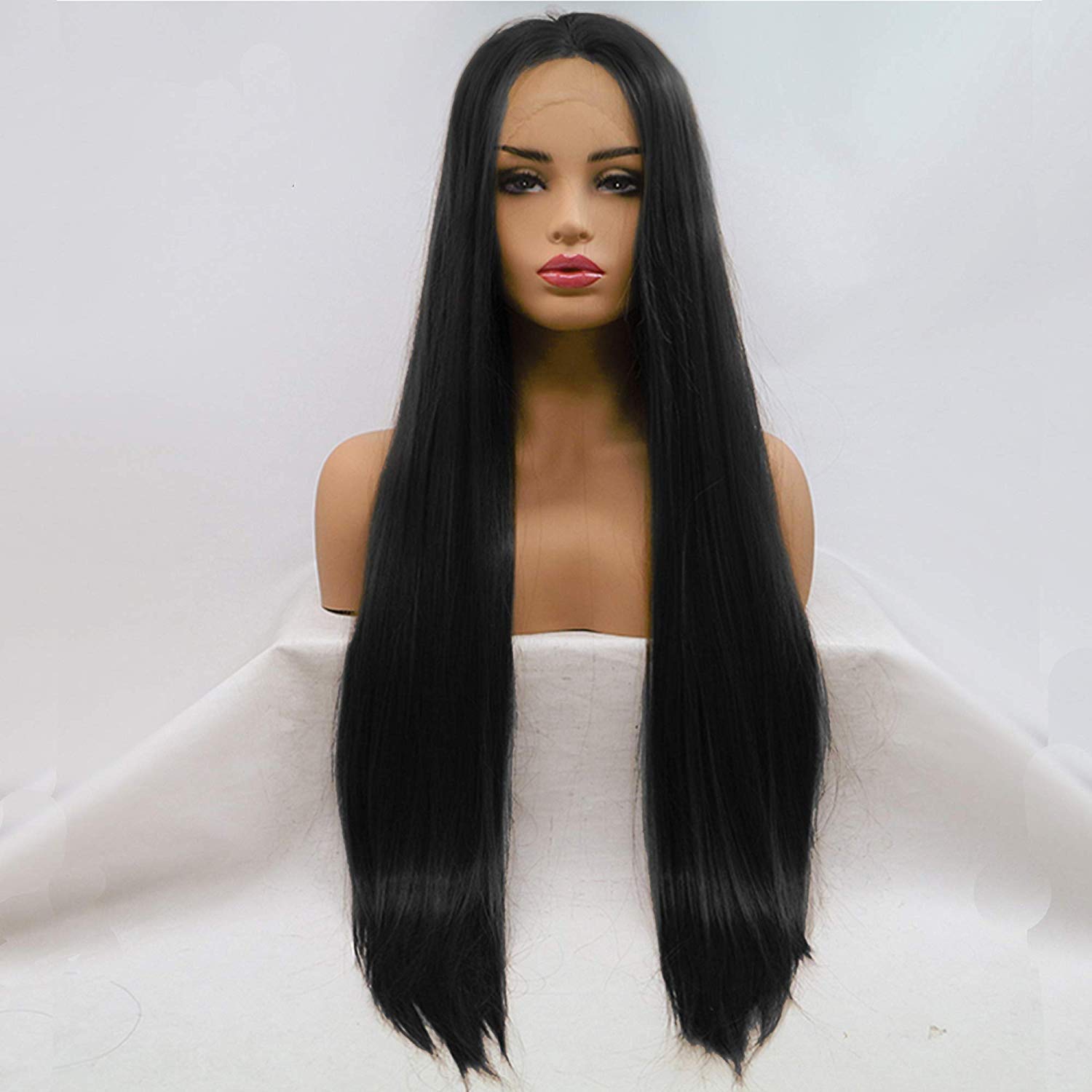 Paradise Women Wigs Natural Hair Of Full Head, Front Lace Hair Wig For Women Length 32 inch (Free 2 Wig Cap + Carry Pouch) (Black)-image-32