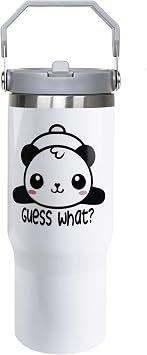 30oz Panda Tumbler with Handle and Straw, Panda Gifts for Women,Girls, Leak Proof Travel Coffee Mug, Reusable Stainless Steel Tumbler for PandaLovers