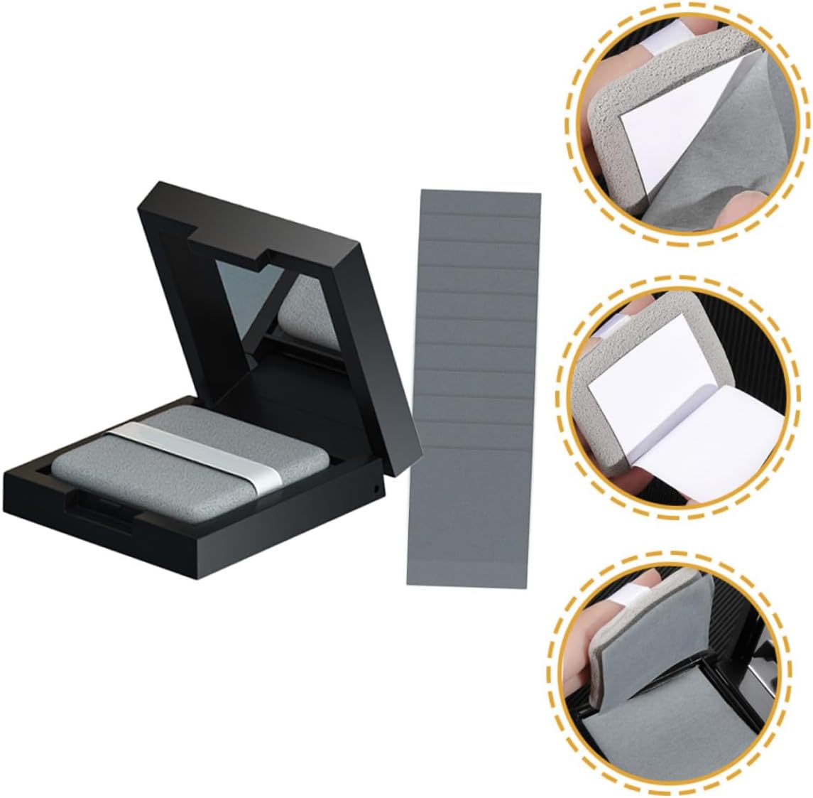 LIFKOME Womens Oil Blotting with Mirror and Powder Puff Thin Makeup Oil Absorbing Paper for Oily Skin Pore Control Face Paper Portable and Skin Friendly for School Office Home Use