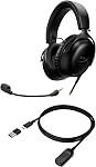 HyperX Cloud III – Casque de jeu filaire, PC, PS5, Xbox Series X|S, pilotes inclinés de 53 mm, audio spatial DTS, mousse à mémoire, cadre durable, microphone ultra-clair de 10 mm, USB-C, USB-A, 3,5 mm – Noir