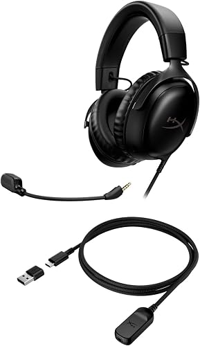HyperX 727A8AA Cloud III – Wired Gaming Headset, PC, PS5, Xbox Series X|S, Angled 53mm Drivers, DTS, Memory Foam, Durable Frame, Ultra-Clear 10mm Mic, USB-C, USB-A, 3.5mm, Black - 4