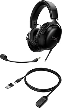 HyperX Cloud III Wired Gaming Headset, PC, PS5, Xbox Series X|S, Angled 53mm Drivers, Spatial Audio, Memory Foam, Durable Frame, Ultra-Clear 10mm Mic, USB-C, USB-A, 3.5mm Black