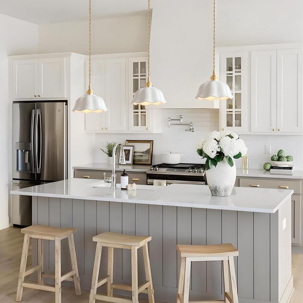 Set di 2 lampadari per soggiorno moderno, a forma di fiore, paralume in ceramica, a sospensione, stile retrò, E27, lampada da soffitto, lampada a sospensione nordica per cucina camera da letto