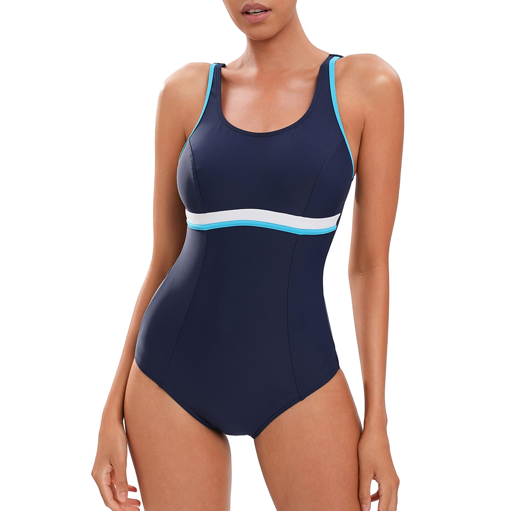 Veranobreeze Damen Sport Badeanzug Racerback Schwarz Sport Bademode