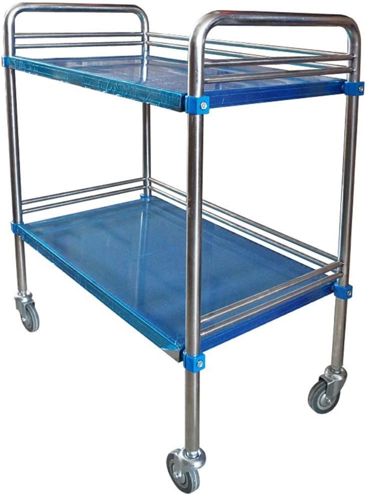 Trolley Cart Trolley - Double Stainless Steel Instrument Table Instrument Car Instrument Car Silent Trolley Four-Wheel Beauty Salon Clinic Practical
