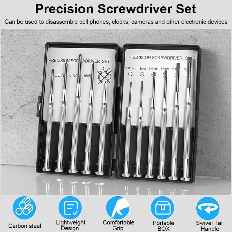 11 PCS Mini Precision Screwdriver Set, Professional Magnetic Repair Tool with Portable Case, Small Screwdriver Set for Electronics, Toys, Computer, Watch Repair