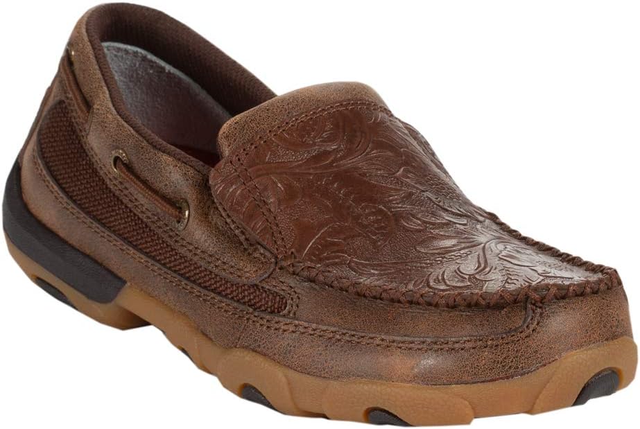 Twisted X Chocolate Embossed Slip on Moccasin
