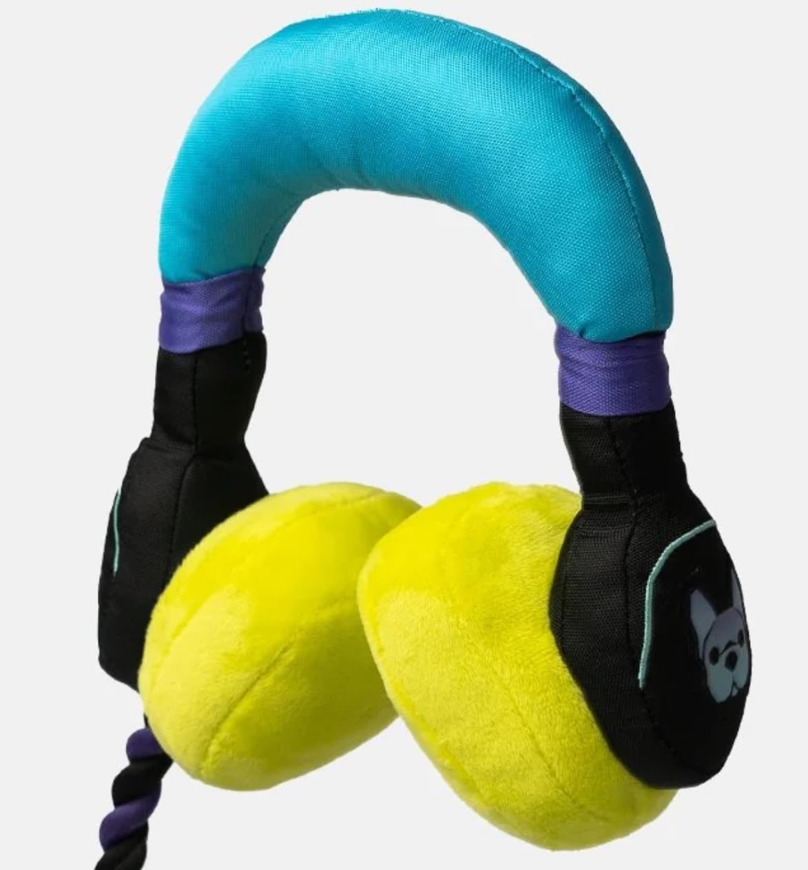 Silver Paw DJ Headphones Dog Toy Premium Plush w/Rope Squeaker & Crinkle