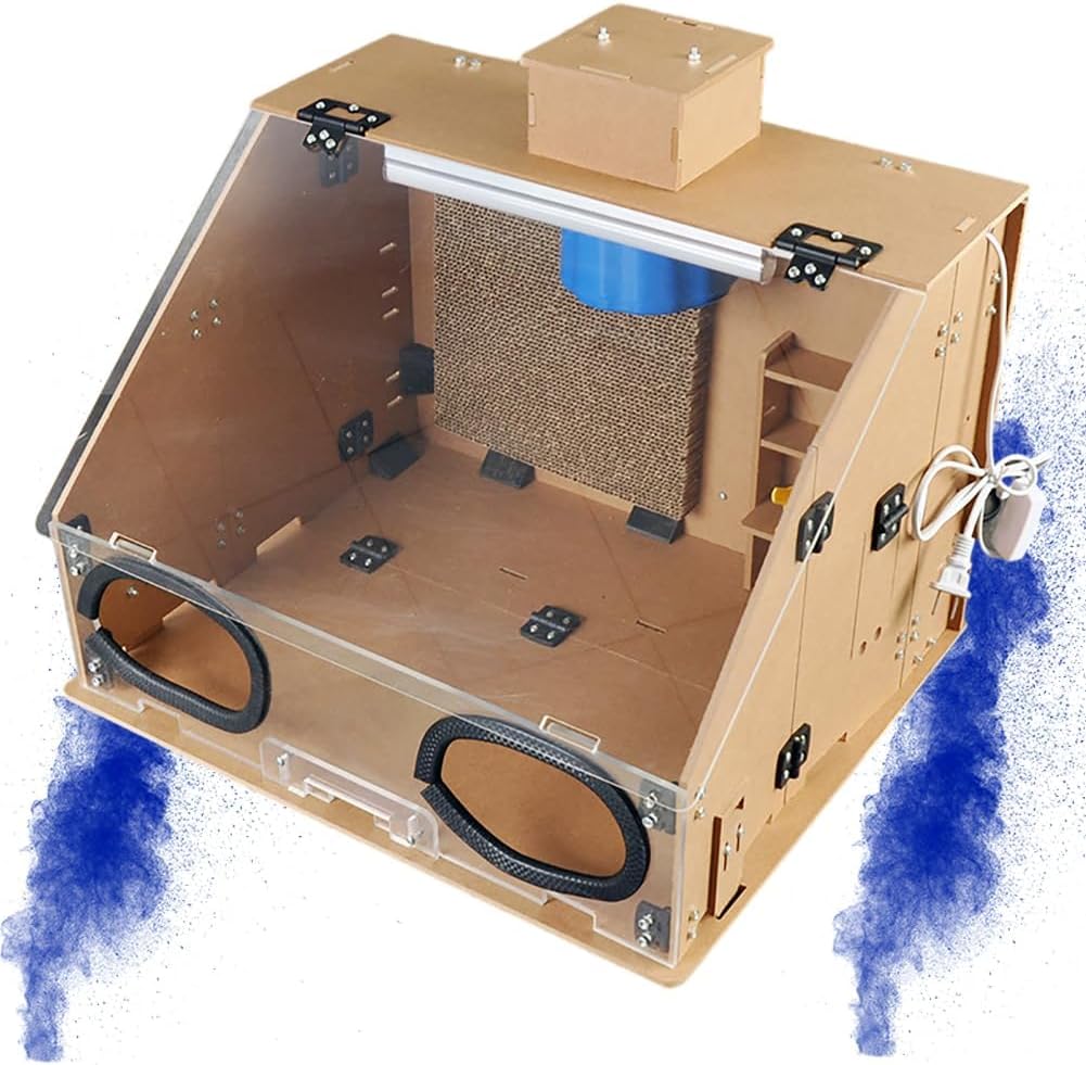 Portable Airbrush Paint Spray Booth,Paint Spray Box Set Transparent Spray Booth Kit with LED Light for Painting Models, Artworks,Cakes, Parts Spray Booth