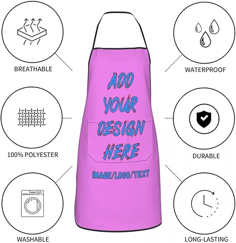 Miniatura 7 de Delantal personalizado para adultos, añade tu propio texto fotográfico al diseño de delantal impermeable