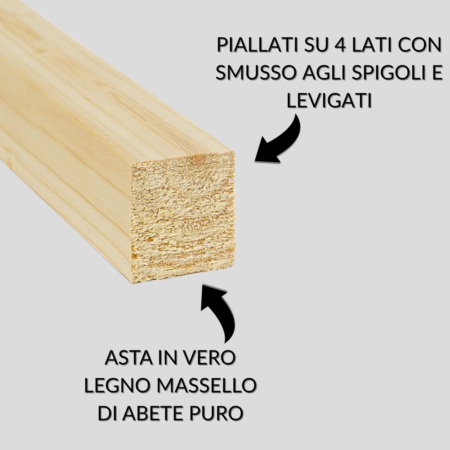 TWE Listelli Legno Massello Abete x 2 metri Piallati su Quattro Lati con Smusso su Spigoli Made in Italy Confezione da 6 pz (30x30) mm