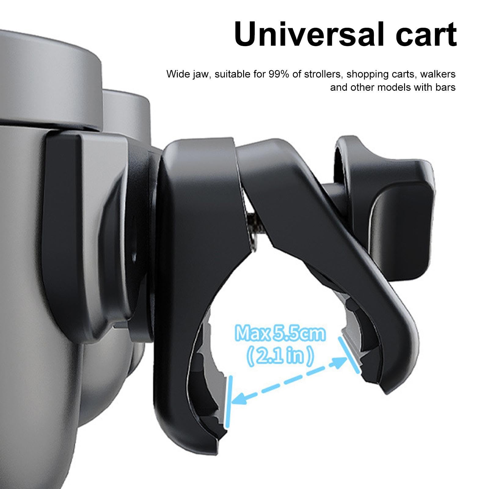 Tasse de Poussette et Support de téléphone - Porte-gobelet 3 en 1 avec Pince,Porte-gobelet Universel antidérapant, sécurisé et Stable, pour Poussette, Fauteuil Roulant, Scooter, Marcheur Zorq