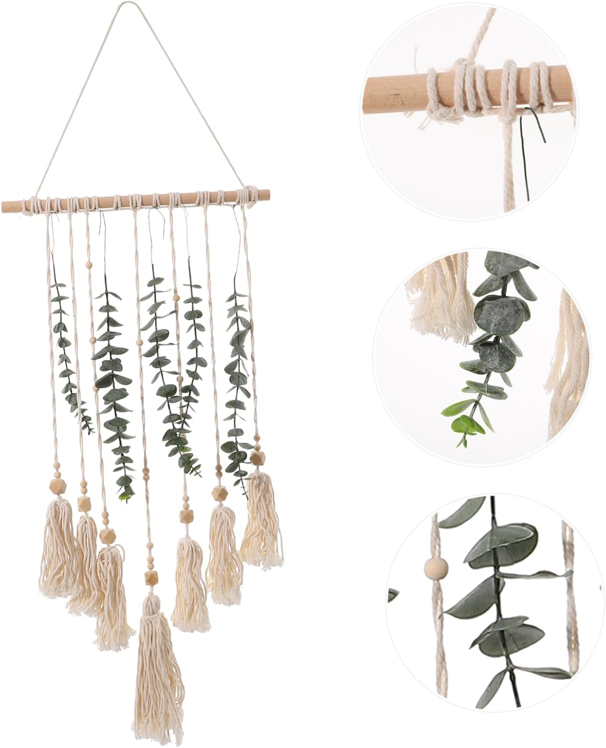ORFOFE Artificial Leaf Wall Hanging Tassel Woven Wall Decor Macrame Plant Hanger Indoor