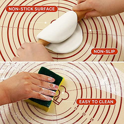 Image of Silicone Baking Mat,36 inch x 24 inch Extra Thick Large Non Stick Sheet Mat with Measurement Non-slip Dough Rolling Mat,Reusable Food Grade Silicone Counter Mat for Making Cookies,Macarons,Bread and Pastry