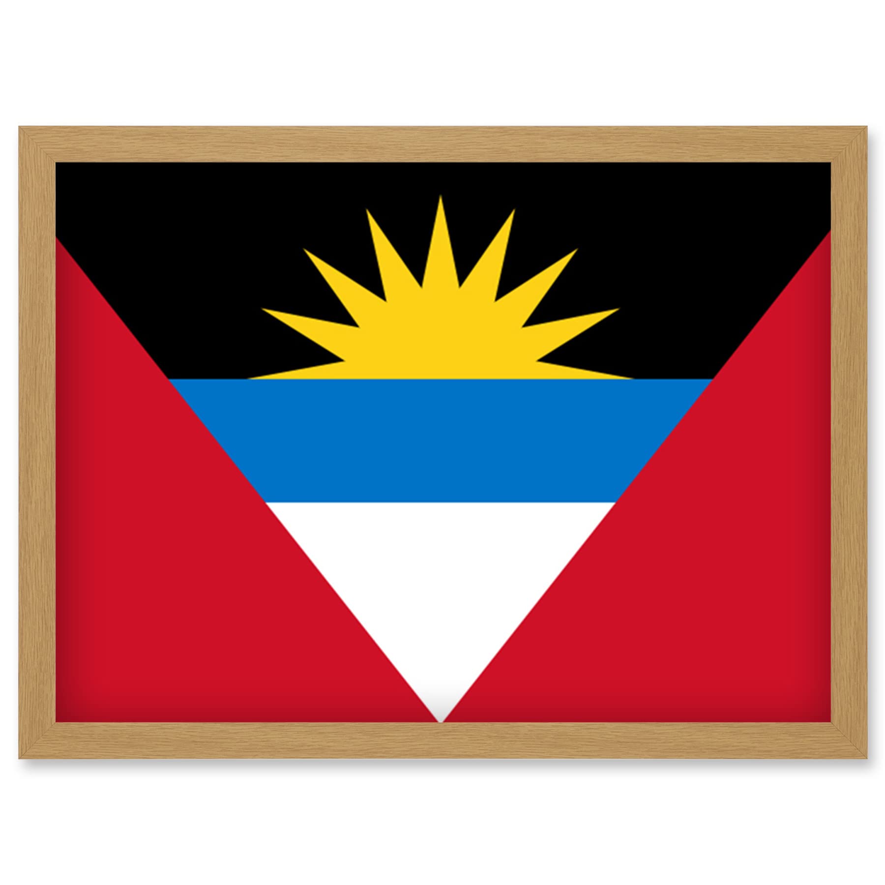 Artery8 Antigua and Barbuda National Flag Patriotic Vexillology World Flags Country Region Poster Artwork Framed Wall Art Print A4
