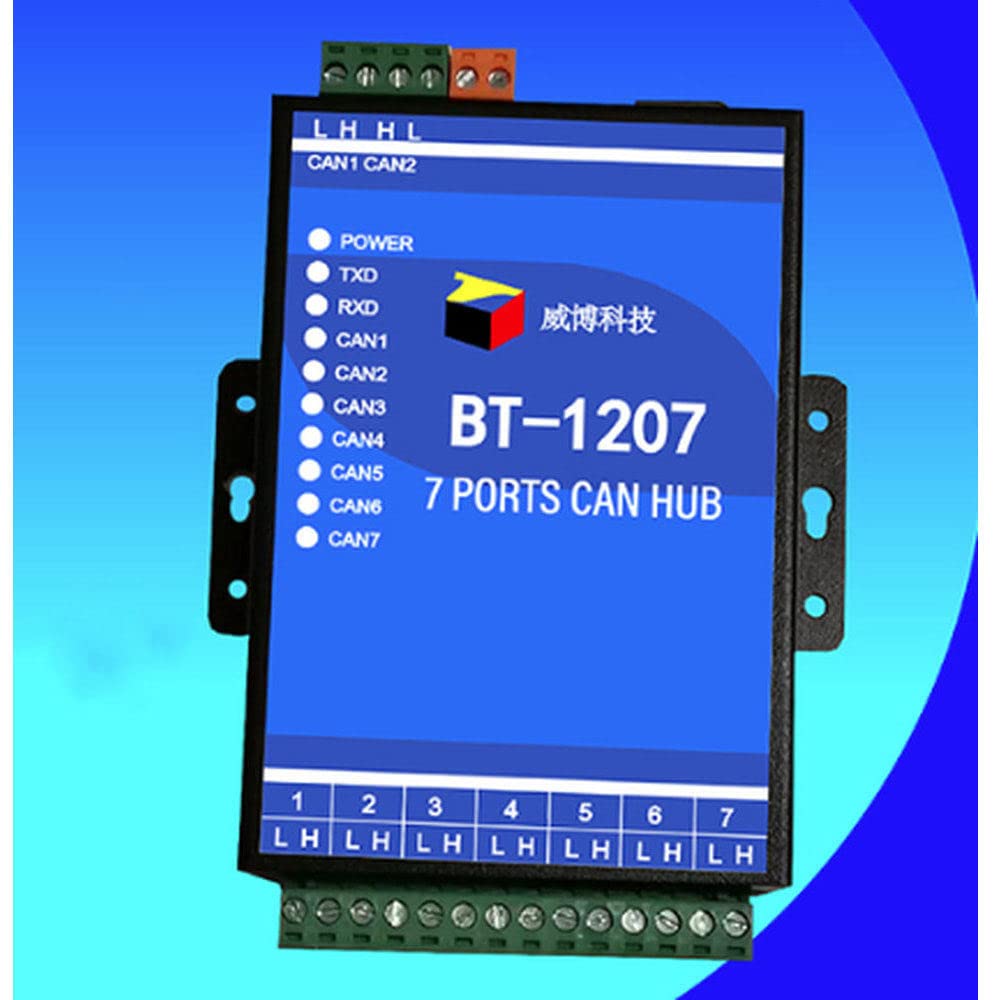 7 Ports CAN HUB Bus Repeater Extender Splitter RS232 + CAN to 7 CAN Isolated 500Kbps