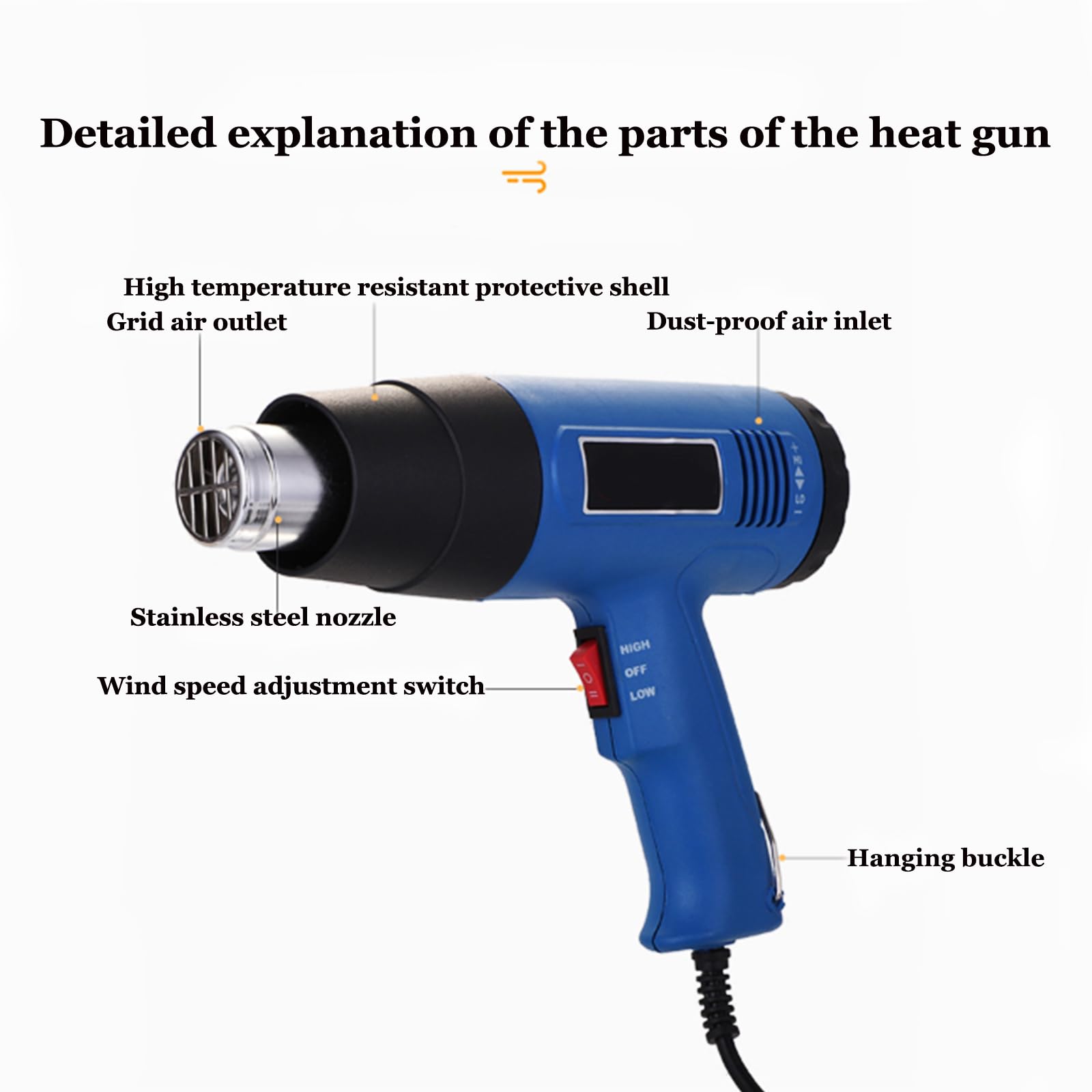2024 Nouveau Pistolet Thermique pour Gaine thermorétractable 1600 W Sèche-Cheveux pour Soudure Souffleur Thermique Outils d'emballage rétractable pour Gaine thermorétractable, Emballage