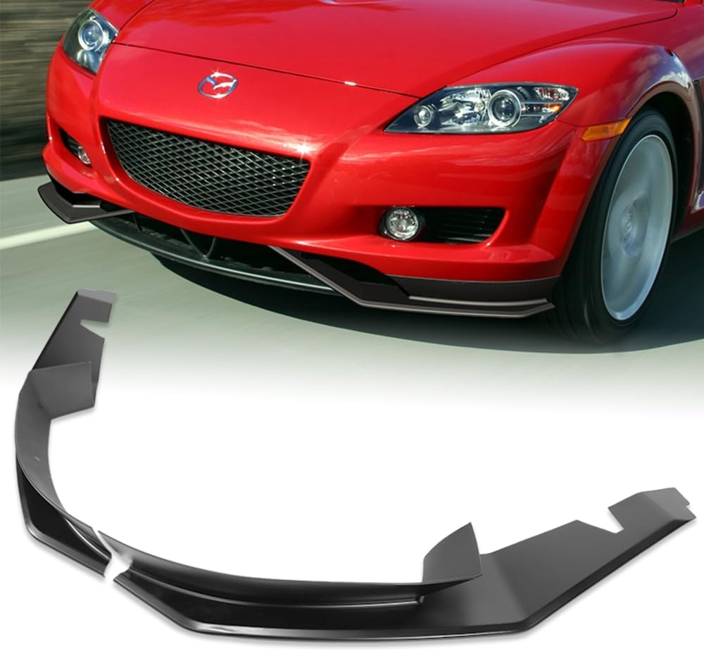 Q1-TECH, 9PCS Front Bumper Lip & Side Skirt Extensions Diffuser Compatible with 2004-2008 Mazda RX-8, Front Bumper Lip Spoiler Air Chin Body Splitter ABS (Matt Black)