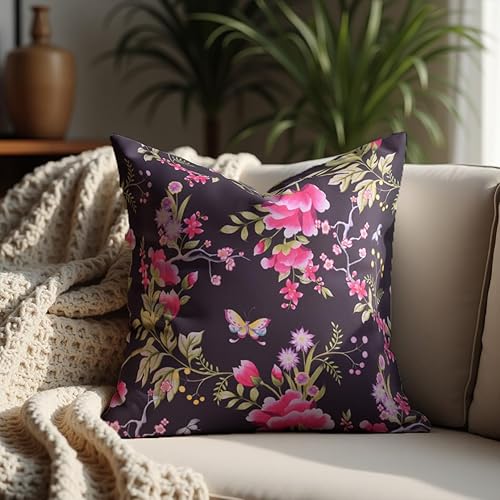 Miniatura 3 de Juego de 2 fundas de cojín decorativas con estampado floral para decoración del hogar, sofá, silla, cama, patio, sala de estar, dormitorio,