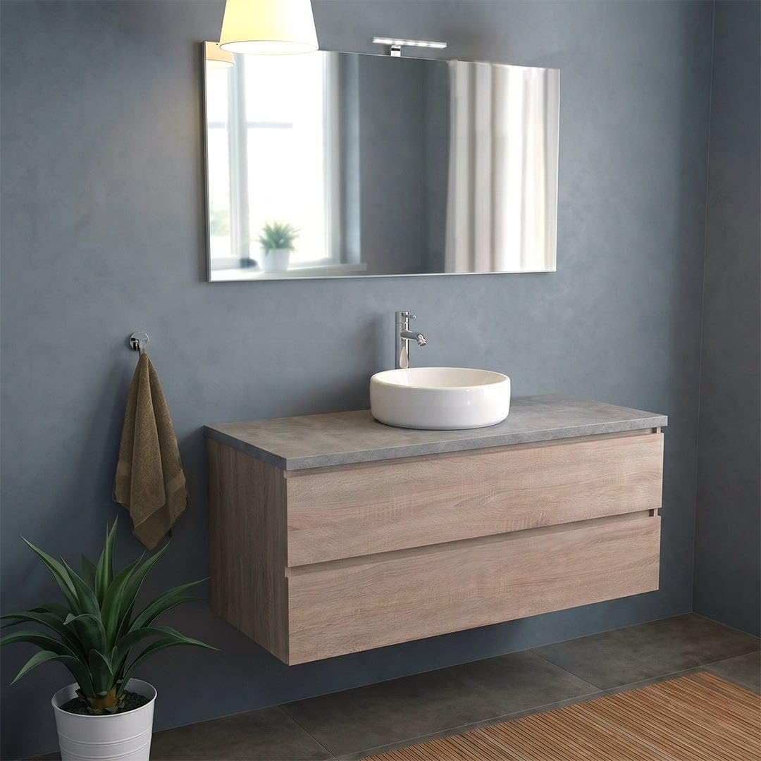 Kiamami Valentina Mobile Bagno Sospeso 120 Cm Rovere Well Top Beton