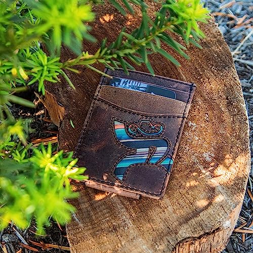 HOOEY Leather Men's Money Clip (Hawk - Brown/Sunset Serape)4