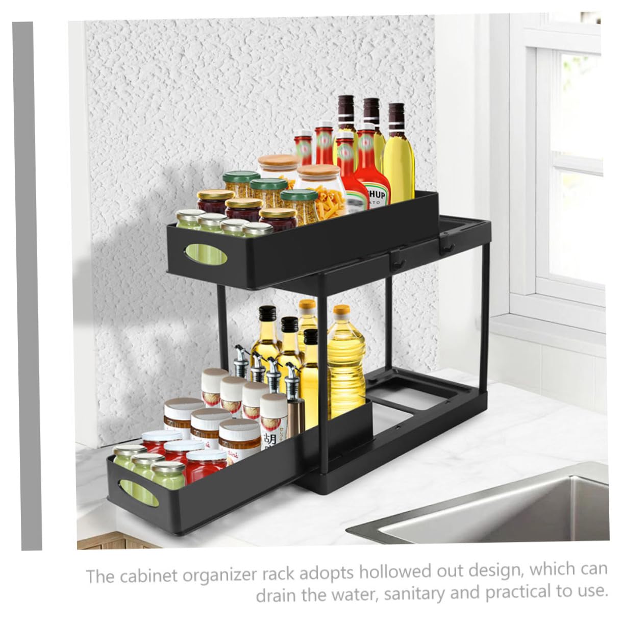 ULTECHNOVO Organizer Estraibili Per Mobiletto Sottolavello Cucina Ripiano Portaoggetti Telescopico Retrattile in Abs Supporto