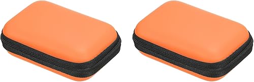 PATIKIL Bolsa de transporte portátil de almacenamiento a prueba de golpes, color naranja, 4.33 x 2.95 x 1.57 pulgadas para auriculares, cable USB,