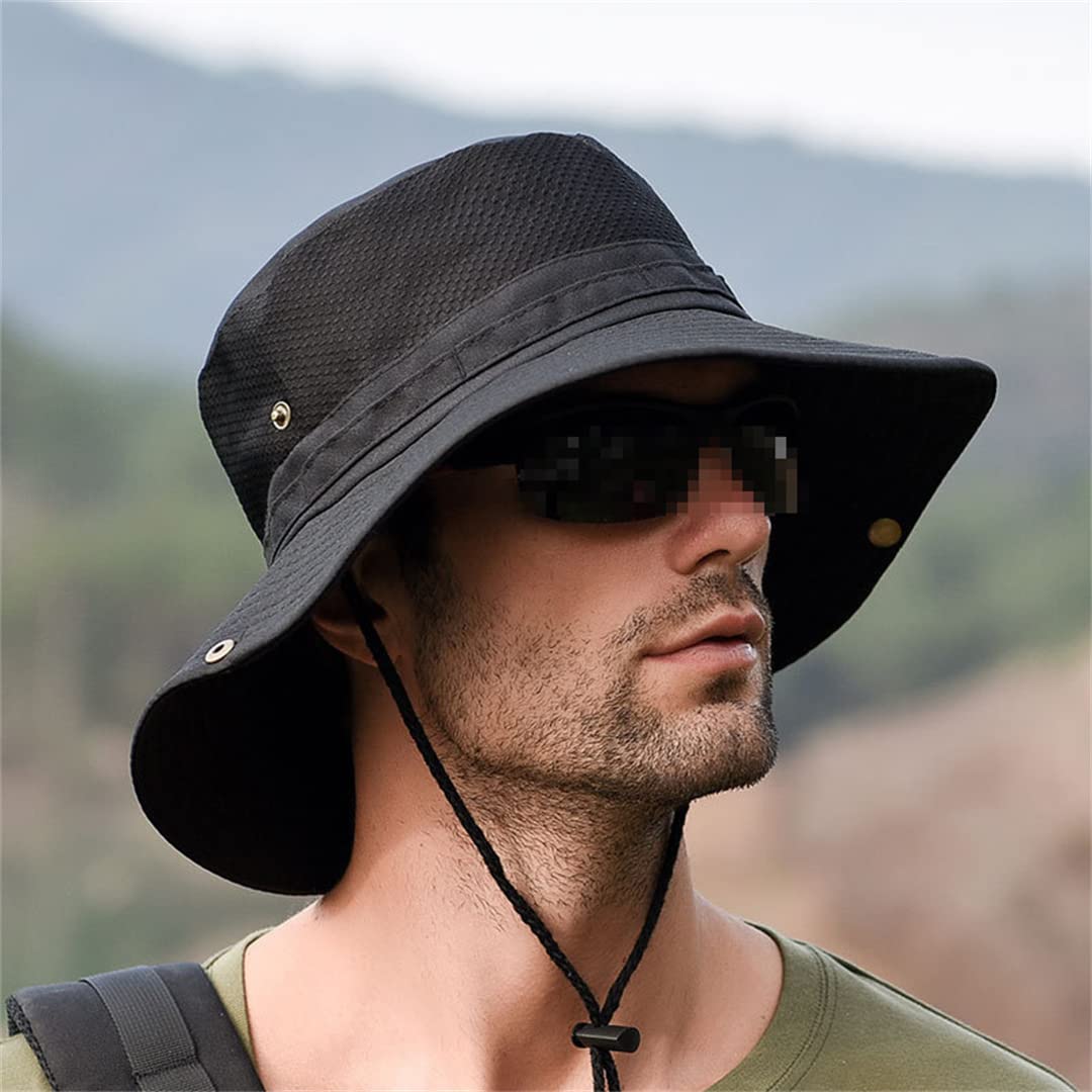 Cappello da Pescatore a Tesa Larga da Uomo, Pieghevole, Grande, con Protezione Solare, Antivento, per Esterni (Grigio Verde, 6 7/8)