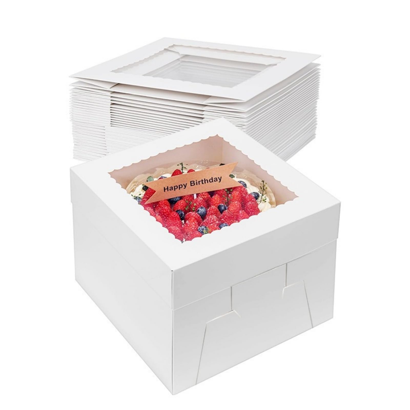 Confezione da 10 scatole per torte, per torte a gradini, in cartoncino bianco, per dolci di compleanno (scatola 8 in x 8 in x 8 in x 8 in x 8 in x 8 in x 8 in x 8 in