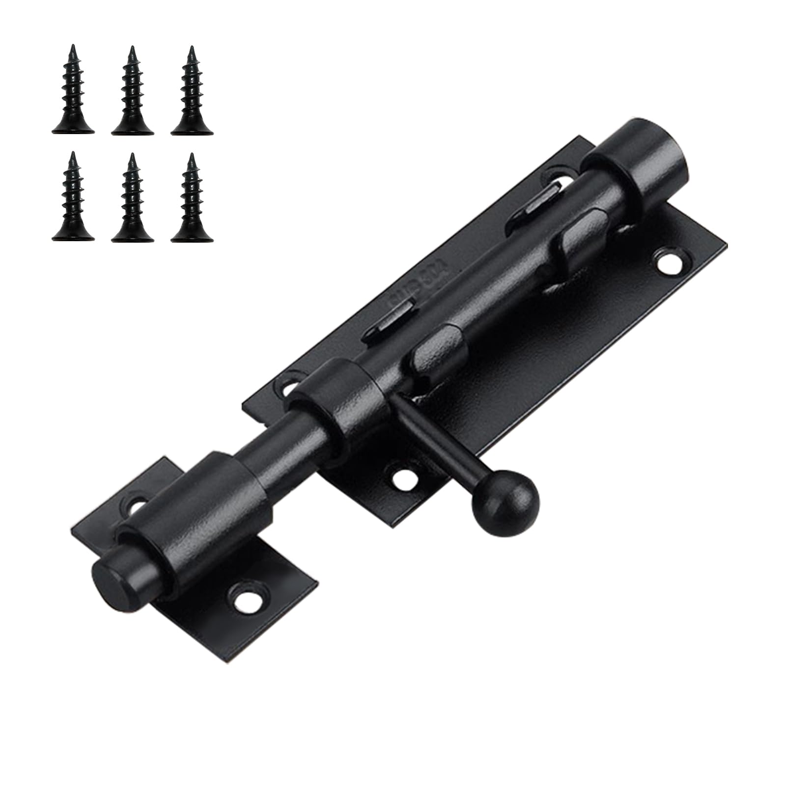 Slide Gate Latch Bolt Safety Door Lock with Padlock Hole 105MM Length, 16MM Dia Bar, Door Lock Bolts for Bathroom Toilet