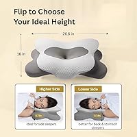Vista 4 de Almohada cervical eficaz para aliviar el dolor, soporte ergonómico de mariposa de firmeza media para dormir de lado, espalda y estómago, almohada
