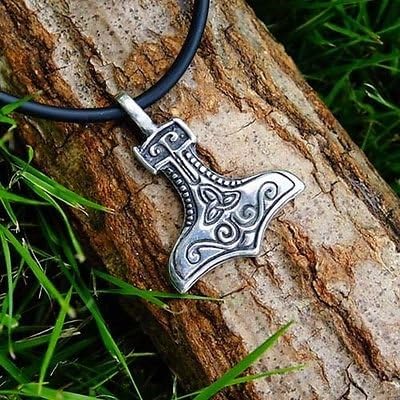 WHALE TAIL THOR'S HAMMER Mjollnir Thors Pendant Brass Pewter CELTIC THOR ODIN Necklace