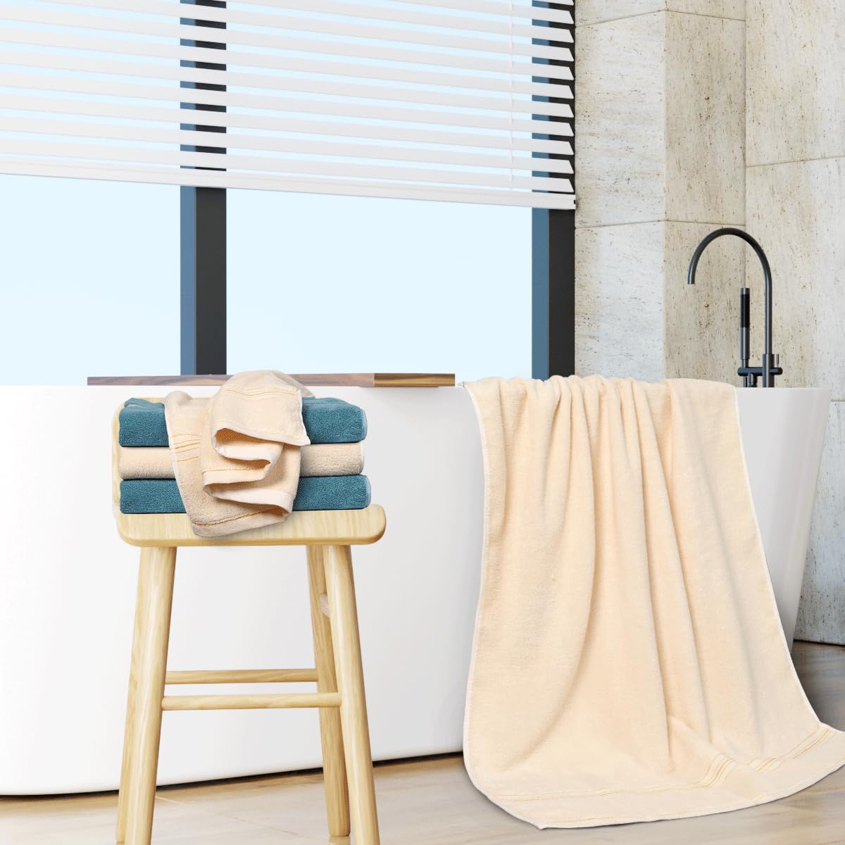 Set di 4 asciugamani da bagno di alta qualità, 100% cotone, leggeri e morbidi, 68 x 137 cm (multicolore-4)