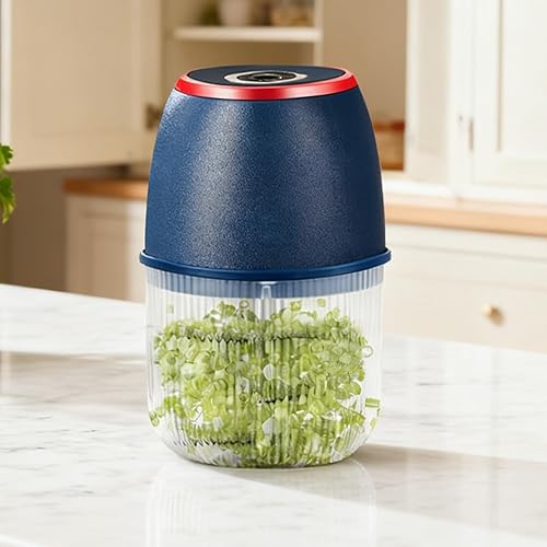 Miniatura 9 de Picadora eléctrica de ajo, capacidad de 11.8 fl oz, ABS + acero inoxidable, procesador de alimentos, máquina trituradora de cebolla, multiuso, para