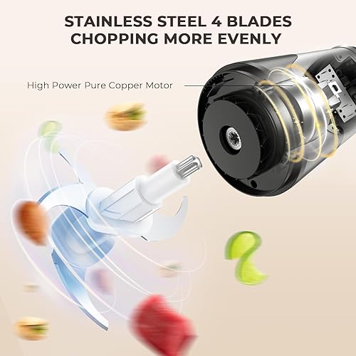 Miniatura 3 de Food Processor,Electric Food Chopper,Fast Shredding for Meat, Vegetables, Fruits and Nuts,Electric Food Chopper with 4 Large Sharp Blades for Meat,