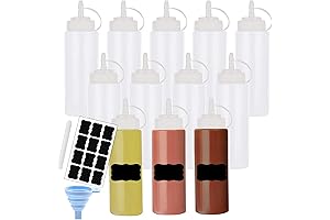 Squeeze Bottle Condiment Bottles - 12 Pack 8 OZ Plastic Condiment Squeeze...