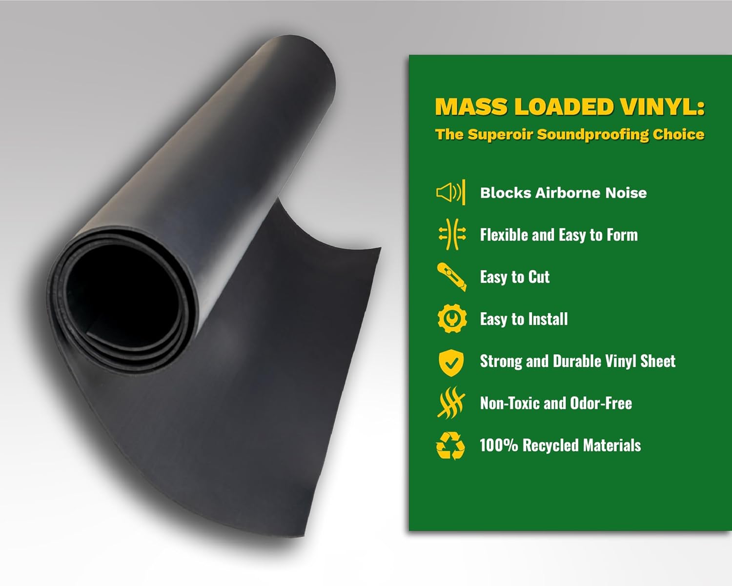 1 LB Mass Loaded Vinyl 4’x10’ (40 SF) – MLV Soundproofing Barrier for Walls, Ceilings, Vehicles – 26 STC Rating – Flexible Noise Blocker Roll – Easy to Cut & Install - Multiple Options