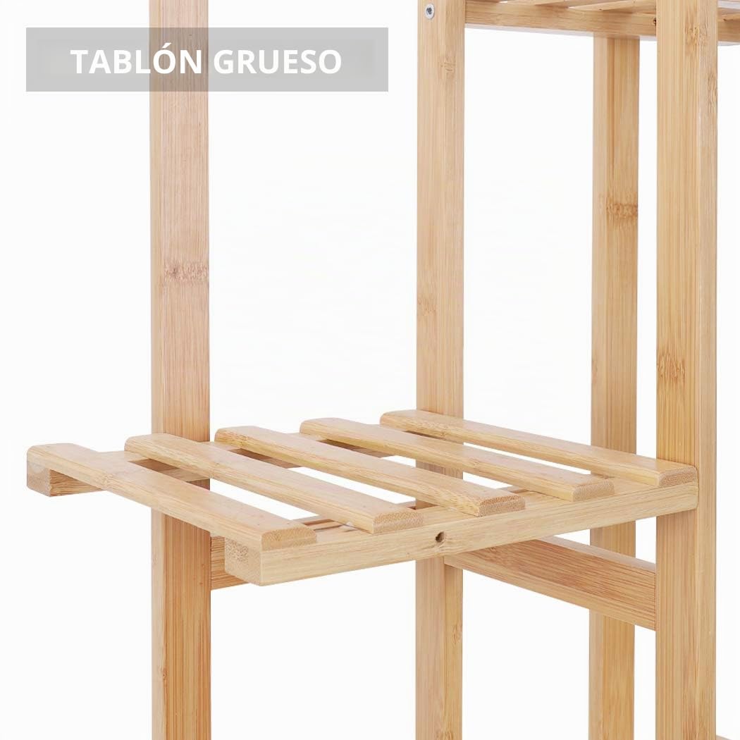 Medla Estantería para Macetas de Bambú, Escalera para Flores Trapezoidal con 6 Estantes Soporte Plantas Estante Vertical para Esquina Exterior Interior Balcón Jardín Sala de Estar 40 x 20,2 x 102 cm