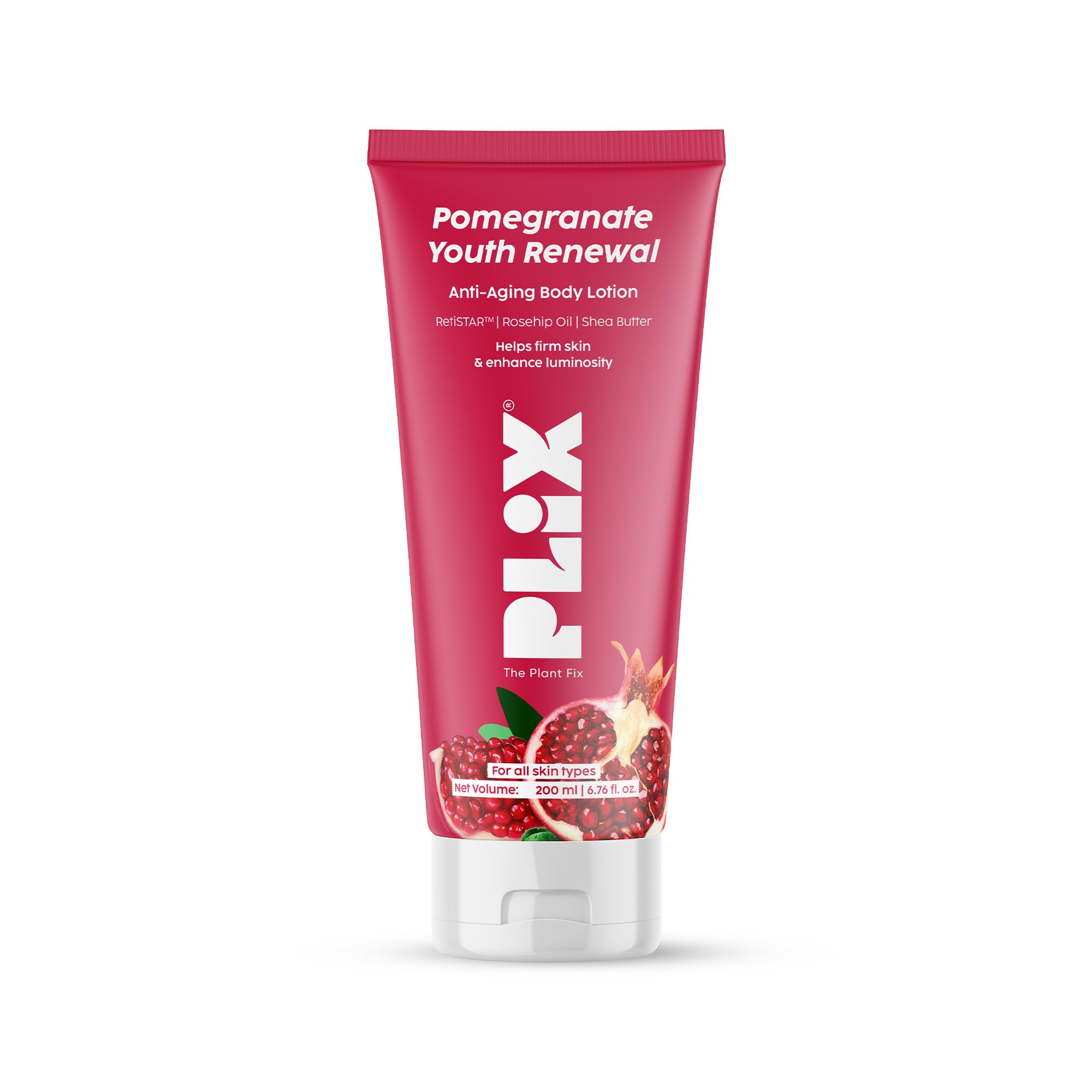 PLIX – THE PLANT FIX | Pomegranate Youth Renewal Anti-Aging Body Lotion | Reduces Fine Lines, Firms & Hydrates Skin | RetiSTAR™, Pomegranate & Shea Butter | Lightweight Daily Care