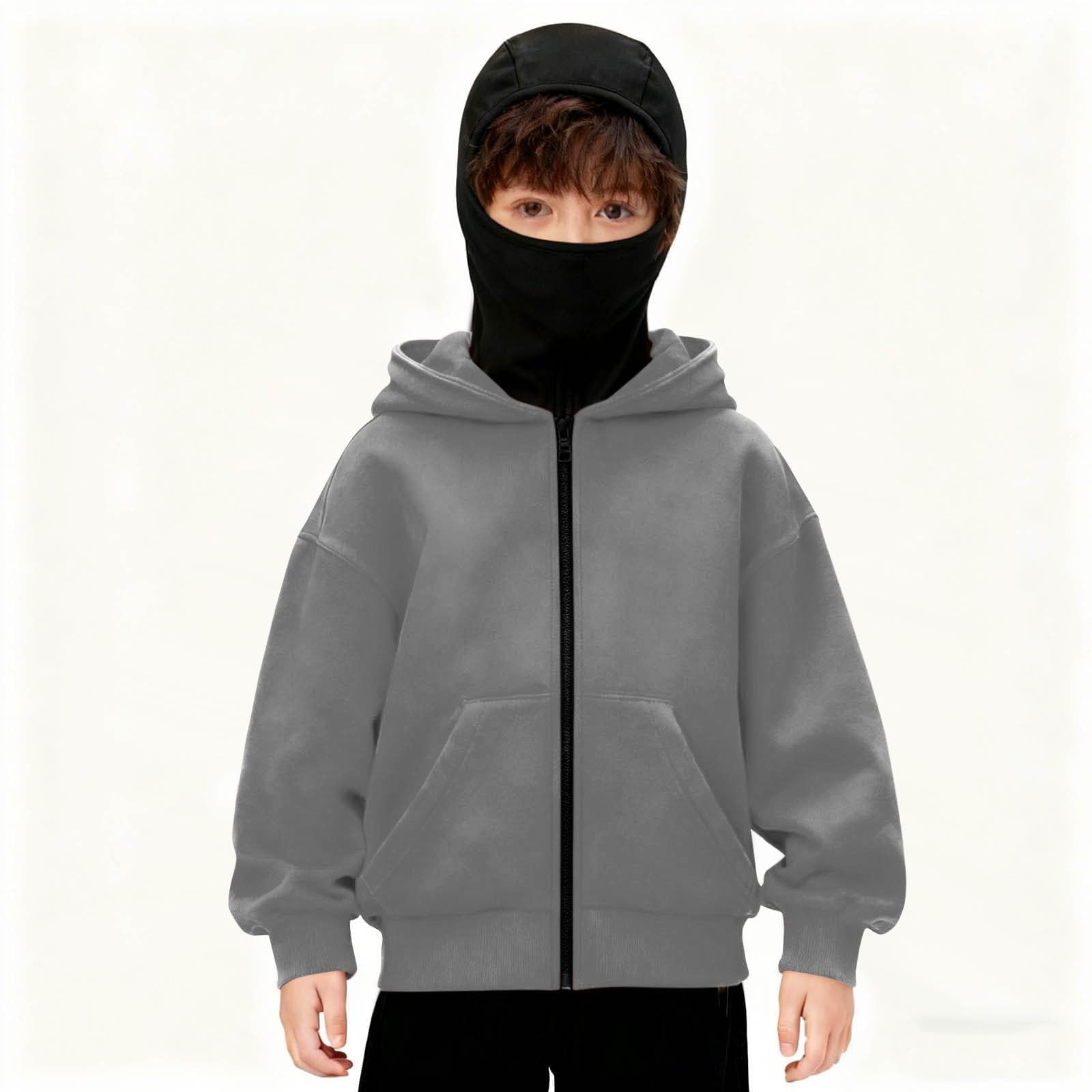 Maglione passamontagna per bambini, felpa con cappuccio Balaclava con zip con cappuccio e cerniera, giacca calda con cappuccio Balaclava Passamontagna Moto Maschera antivento per sport all'aria aperta