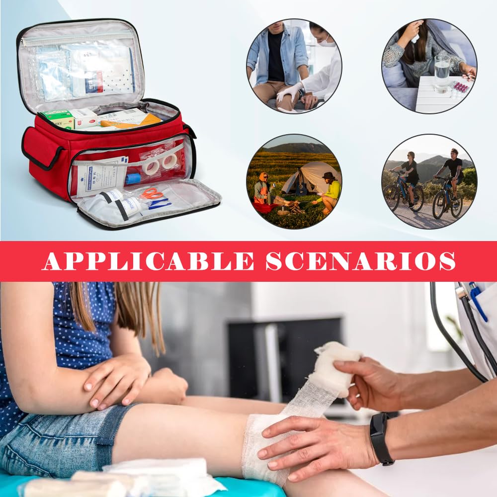 Borsa Pronto Soccorso Grande Capacità Impermeabile Porta Medicine da Viaggio Portatile Kit