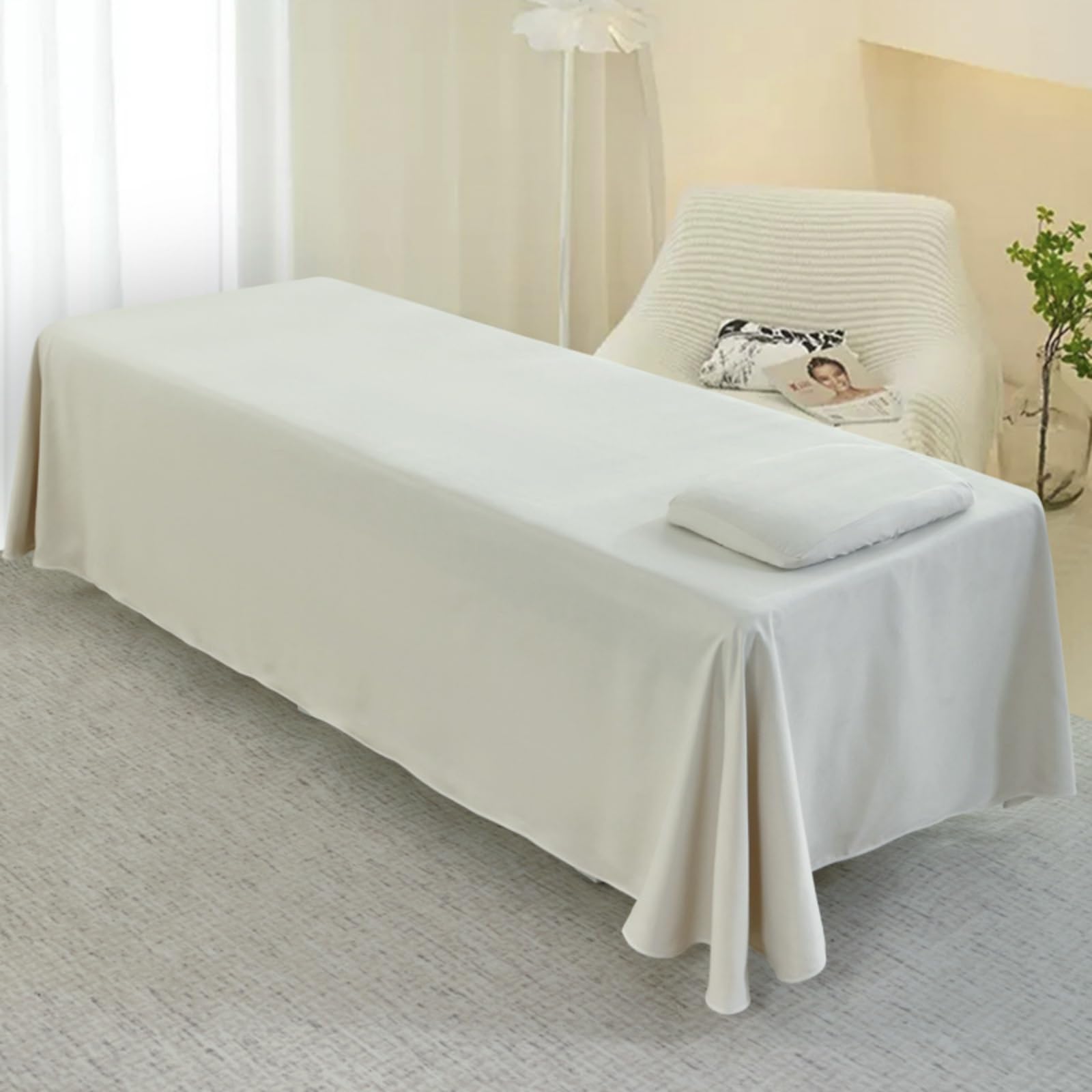 Surwin Lenzuola per Lettino Massaggio con Foro, Lenzuolo con Buco per Lettino da Massaggio Morbido in Microfibra Lavabile per Professionale, Fisioterapia, Estetista (M23 Cachi,120 * 230cm)