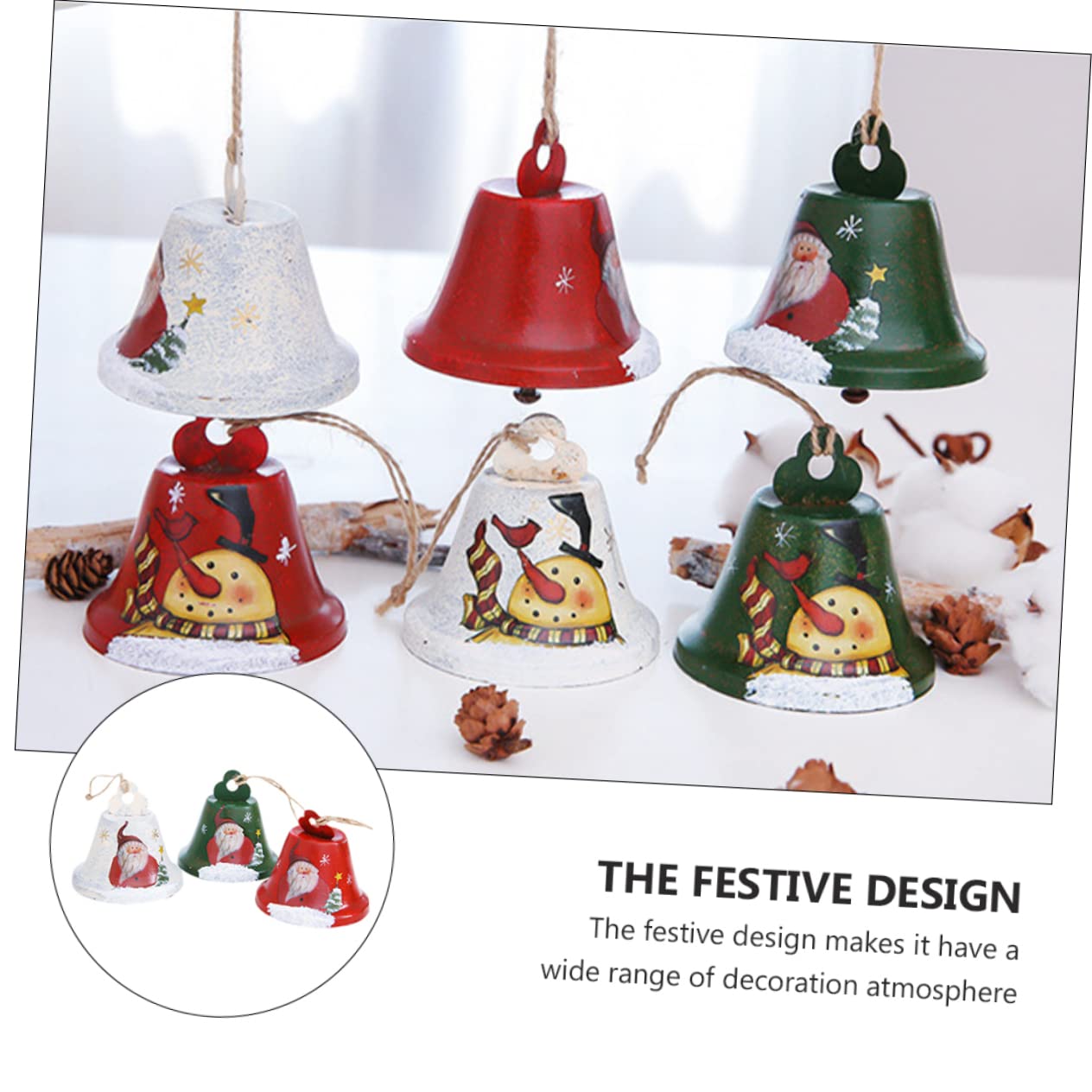 Garneck 2 Set Campana Di Babbo Natale Cono Albero Di Natale Porta Chiaro Decorazioni Ganci Natalizi Sottobicchieri Chiare Di Natale Campanellini Natalizi Ferro Da Stiro 3 Pezzi * 2